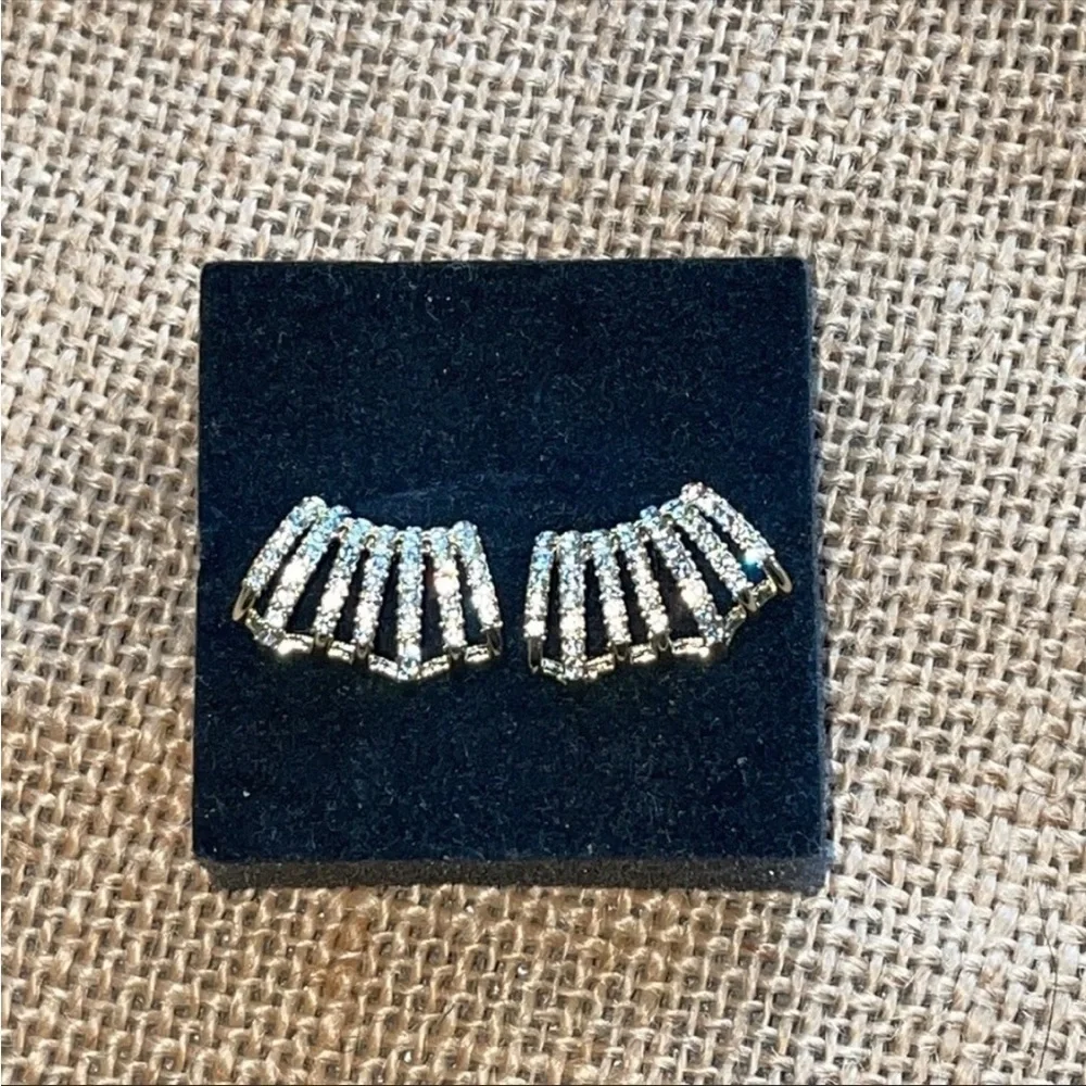Micro Pave Simulated Diamond Stud Earrings Gold Plated 0.50 ctw New